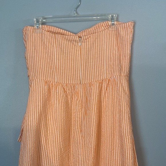 Judith March Orange Seersucker Striped Bow Dress size large - Picture 4 of 7